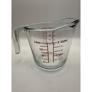 Anchor Hocking Fire King 2 Cup 16 Oz Glass Measuring Cup Red Letters